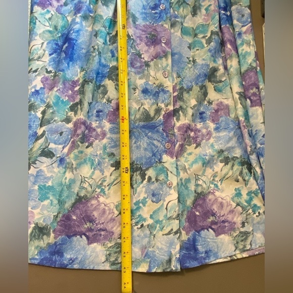 St. Michael 80s Vintage Watercolour Belted Shirt Dress, 3/4 Sleeves, size 12 - Picture 16 of 16